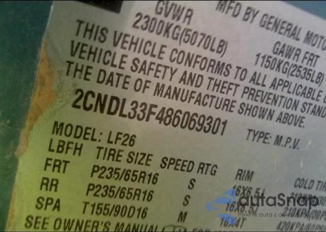 2008 Chevrolet Equinox Lt from USA, damaged, VIN 2CNDL33F486069301